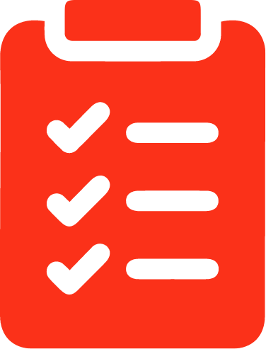 A red icon representing a checklist.
